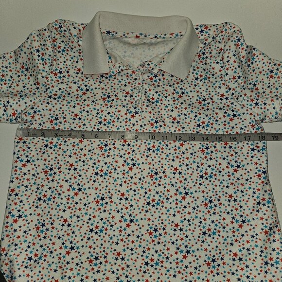 Lands' End Women's Polo Shirt Medium 10-12 Red White Blue Stars Patriotic 4th - Picture 11 of 12